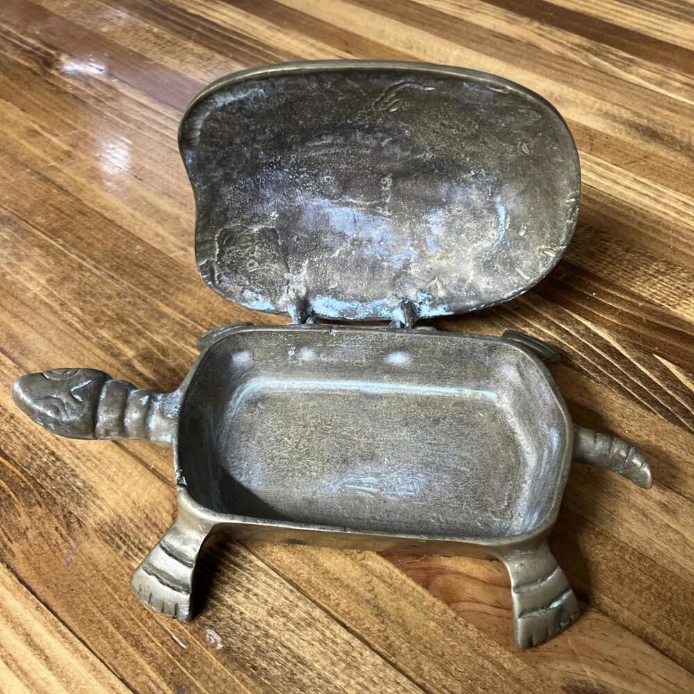 VTG MCM Brass Turtle Trinket Box - Picture 6 of 7